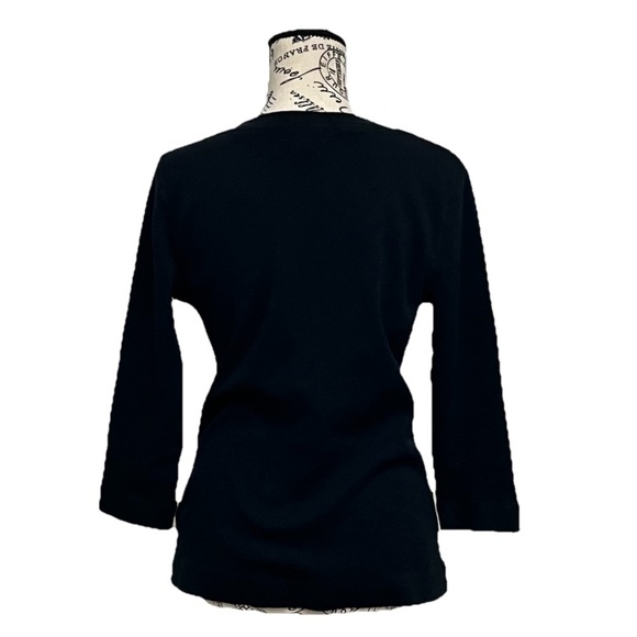 Lauren Ralph Lauren Black Waffle Knit Blouse Goth Grunge Witchy Vampy XL gorpcor - Picture 4 of 9